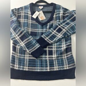 NWT - Lularoe XS Torrie Blue Plaid V-Neck Sweater